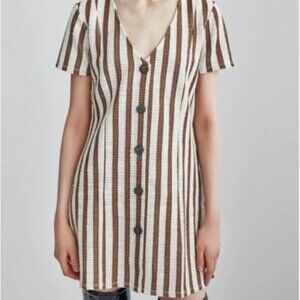 Zara textured striped button up dress
